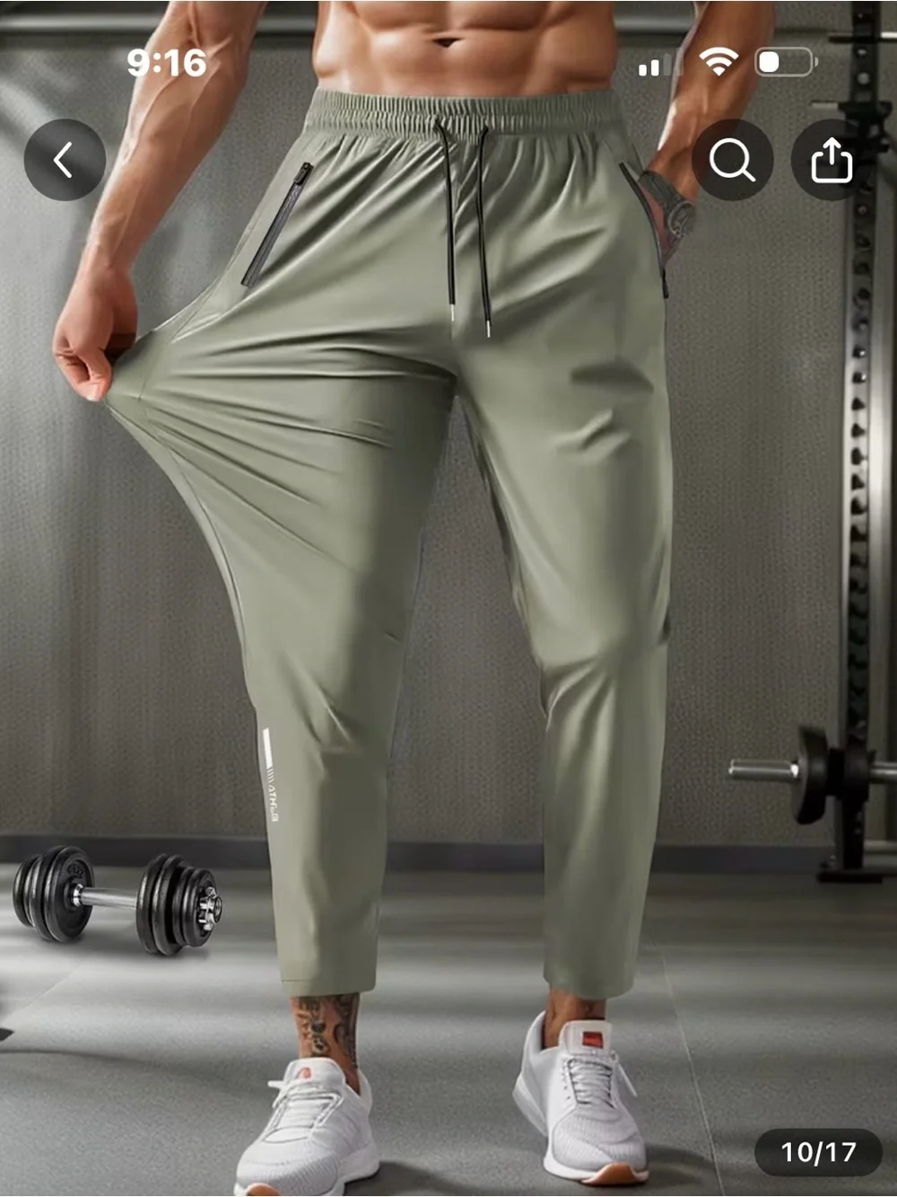Men's Olive Performance Joggers with Elastic Drawstring